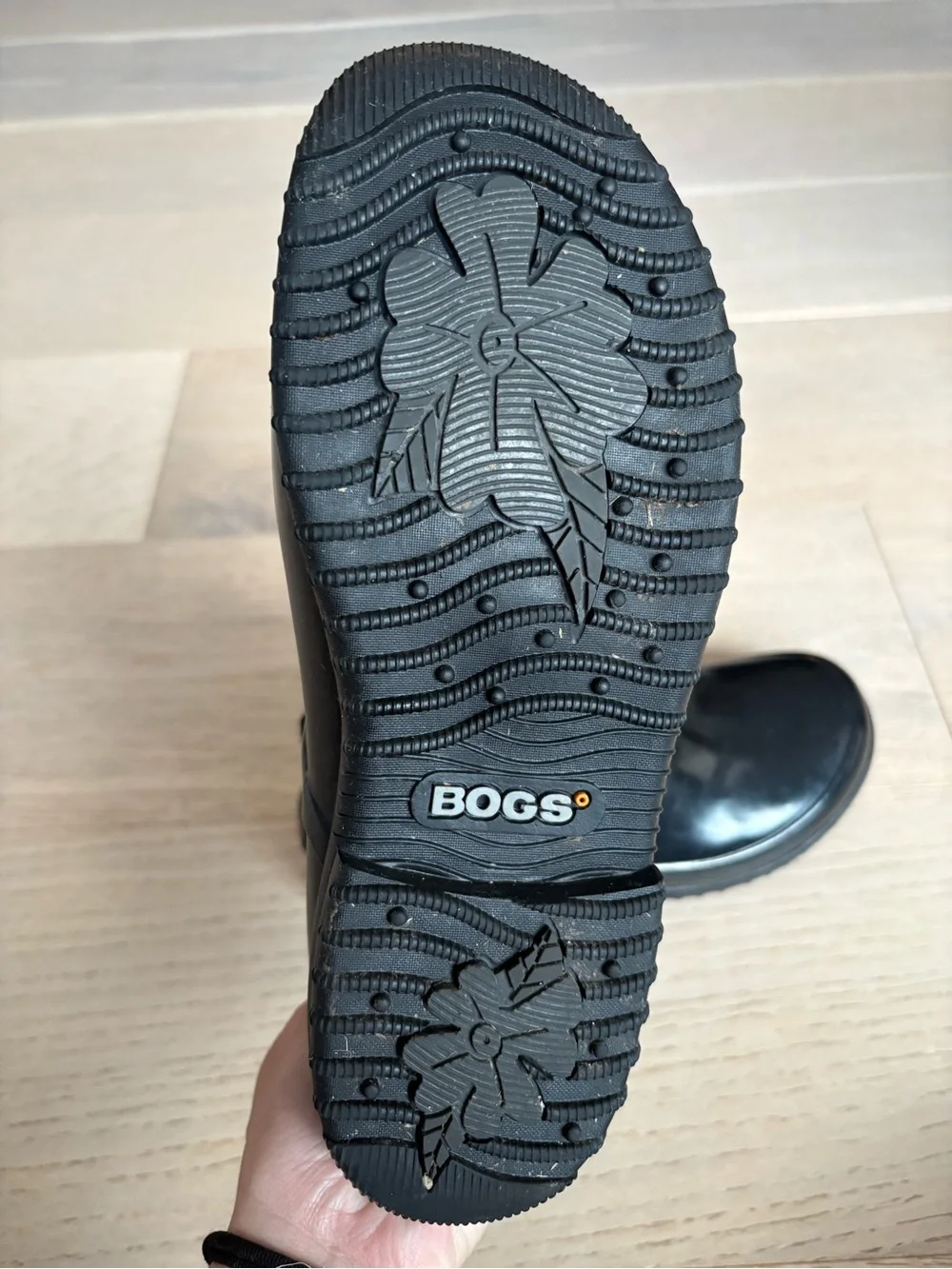 Bogs Black Waterproof Short Rain Boots with Pull Handles